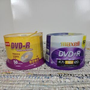Maxell and Staples DVD-R 4.7GB 8X 120min Sealed-Blank Discs Music Vid 100 pk New
